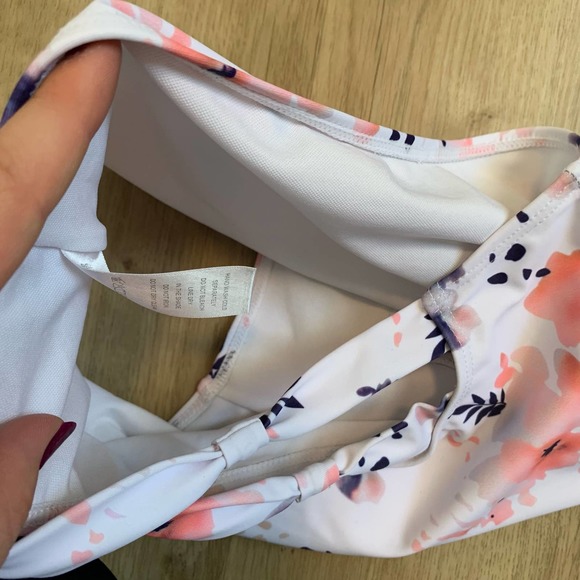 Womens Bikini Bottoms Size XS Floral White Pink Swim Summer Pool Beach Vacation - Picture 10 of 14